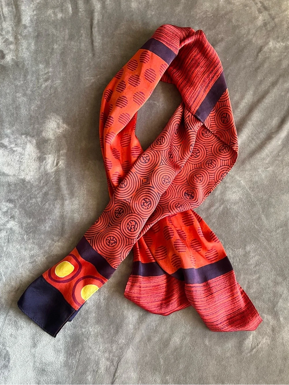 Harshita Red and Navy Patterned Silk Scarf